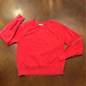 Evereve comfy Red Cotton/Polyester Sweatshirt w Striped Detail on Sleeve Sz S